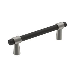 Amerock Mergence 3-3/4(96) Inch Center to Center Handle Cabinet Pull Matte Black/Satin Nickel