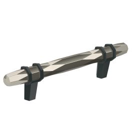 Amerock London 3-3/4(96) Inch Center to Center Handle Cabinet Pull Polished Nickel/Black Bronze 