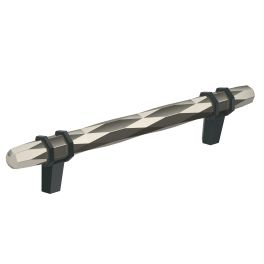 Amerock London 5-1/16(128) Inch Center to Center Handle Cabinet Pull Polished Nickel/Black Bronze 