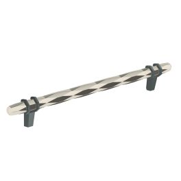 Amerock London 8(203) Inch Center to Center Handle Cabinet Pull Polished Nickel/Black Bronze 