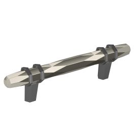 Amerock London 3-3/4(96) Inch Center to Center Handle Cabinet Pull Polished Nickel/Black Chrome