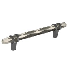 Amerock London 5-1/16(128) Inch Center to Center Handle Cabinet Pull Polished Nickel/Black Chrome