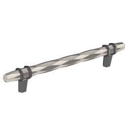 Amerock London 6-5/16(170) Inch Center to Center Handle Cabinet Pull Polished Nickel/Black Chrome