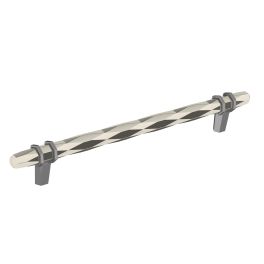 Amerock London 8(203) Inch Center to Center Handle Cabinet Pull Polished Nickel/Black Chrome