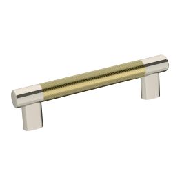 Amerock Esquire 5-1/16(128) Inch Center to Center Handle Cabinet Pull Polished Nickel/Golden Champagne