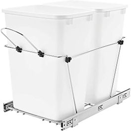 Double 35 Qrt Pull-Out Waste Containers White  14.38 in (365 mm) W x 22 in (559 mm) D x 19.25 in (489 mm) H