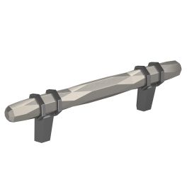 Amerock London 3-3/4(96) Inch Center to Center Handle Cabinet Pull Satin Nickel/Black Chrome
