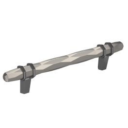 Amerock London 5-1/16(128) Inch Center to Center Handle Cabinet Pull Satin Nickel/Black Chrome