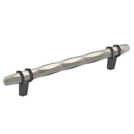 Amerock London 6-5/16(170) Inch Center to Center Handle Cabinet Pull Satin Nickel/Black Chrome