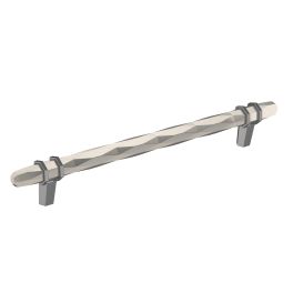 Amerock London 8(203) Inch Center to Center Handle Cabinet Pull Satin Nickel/Black Chrome