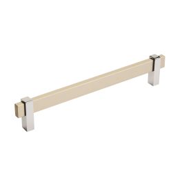 Amerock Mulino 7-9/16(192) Inch Center to Center Handle Cabinet Pull Silver Champagne/Polished Chrome