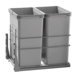 Double 30 Qt Waste Container Soft Close Gray