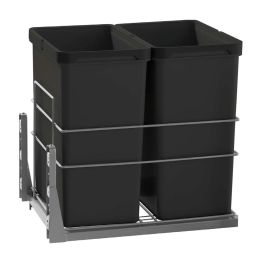 Double 30 Qt Waste Container Soft Close Black