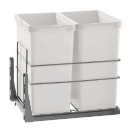 Double 30 Qt Waste Container Soft Close White