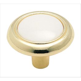 Amerock Everyday Heritage 1-1/4(32) Inch Lenght Cabinet Knob White/Polished Brass