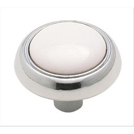 Amerock Everyday Heritage 1-3/16(30) Inch Lenght Cabinet Knob White/Polished Chrome