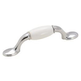 Amerock Everyday Heritage 3(76) Inch Center to Center Handle Cabinet Pull White/Polished Chrome