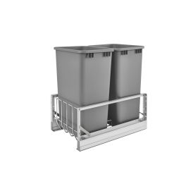 Double 50 Qrt Pull-Out Waste Containers Silver  14.81 in (376 mm) W x 22.13 in (562 mm) D x 22.94 in (583 mm) H