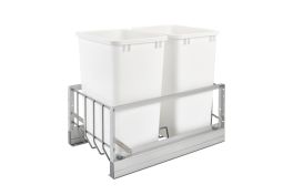 Double 35 Qrt Pull-Out Waste Containers White  14.81 in (376 mm) W x 21.88 in (556 mm) D x 19.25 in (489 mm) H