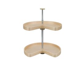 24 in Banded Wood Kidney Lazy Susans 2-Shelf Natural  24 in (610 mm) W x 24 in (610 mm) D x 26 in (660 mm) H