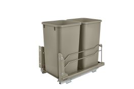 Double 27 Qrt Pull-Out Waste Container Soft-Close White  11.26 in (286 mm) W x 22.09 in (561 mm) D x 18.94 in (481 mm) H