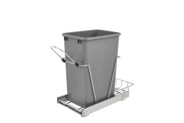 35 Qrt Pull-Out Waste Container Metallic Silver  10.63 in (270 mm) W x 22 in (559 mm) D x 19.25 in (489 mm) H