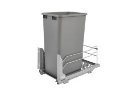 50 Qrt Pull-Out Waste Container Soft-Close Metallic Silver  10.88 in (276 mm) W x 22.25 in (565 mm) D x 22.88 in (581 mm) H