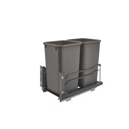 Double 27 Qrt Pull-Out Waste Container Soft-Close Gray  11.26 in (286 mm) W x 22.09 in (561 mm) D x 18.94 in (481 mm) H ORION GRAY 