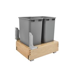 Double 50 Qrt Pull-Out Waste Container Natural  17.25 in (438 mm) W x 21.75 in (552 mm) D x 23.19 in (589 mm) H