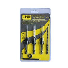 Countersink Drill Bit – 3 Pc Pro Set- #6 with extra bit