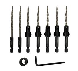 Countersink Drill Bit – 5 Pc Pro Set- #8 with 2 extra bit