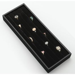 Black Velvet Ring Organizer Black  11.63 in (295 mm) W x 4.25 in (108 mm) D x 1.25 in (32 mm) H