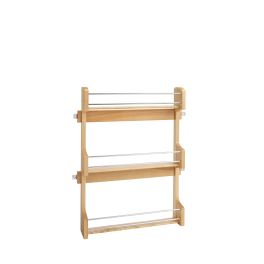 21 in Cabinet Door mount Wood 3-Shelf Spice Rack Natural  16.5 in (419 mm) W x 3.13 in (80 mm) D x 21.25 in (540 mm) H
