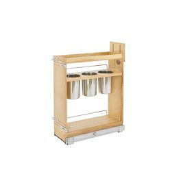 8 in Base Cabinet Organizer w/ 3 Utensil Bins Natural  8.75 in (222 mm) W x 21.63 in (549 mm) D x 25.5 in (648 mm) H