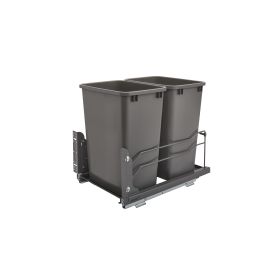 Double 35 Qrt Pull-out Waste Container Soft-Close Gray  14.38 in (365 mm) W x 22.25 in (565 mm) D x 19 in (483 mm) H