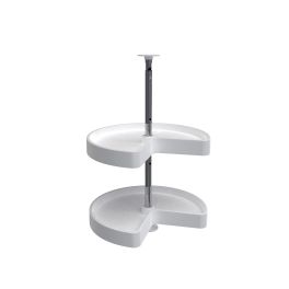 18 in White Polymer Kidney Lazy Susans 2-Shelf White  18 in (457 mm) W x 18 in (457 mm) D x 26 in (660 mm) H