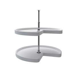 32 in White Polymer Kidney Lazy Susans 2-Shelf White  32 in (813 mm) W x 32 in (813 mm) D x 26 in (660 mm) H