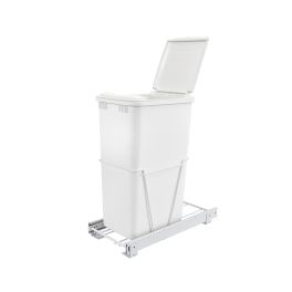 50 Qrt Pull-Out Waste Container White  11.25 in (286 mm) W x 22 in (559 mm) D x 23.25 in (591 mm) H