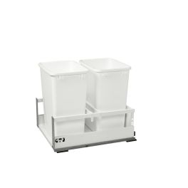 Double 35 Qrt Tandem Pull-Out Waste Container White  18.5 in (470 mm) W x 22.4 in (569 mm) D x 19 in (483 mm) H