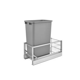 50 Qrt Pull-Out Waste Container Silver  10.75 in (273 mm) W x 21.94 in (557 mm) D x 23.13 in (588 mm) H