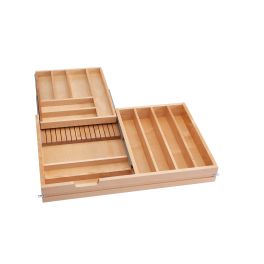 33 in 2-Tiered Cutlery Drawer Soft Close Natural  32.95 in (837 mm) W x 22.19 in (564 mm) D x 4.41 in (112 mm) H