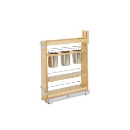 5 in Base Cabinet Organizer w/ 3 Utensil Bins Natural  6 in (152 mm) W x 21.63 in (549 mm) D x 25.5 in (648 mm) H