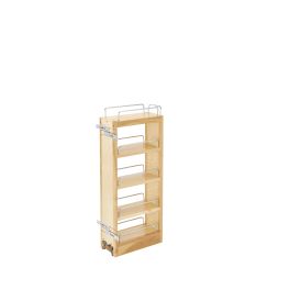 5 in Wood Pull Out Wall Cabinet Organizer Natural  5 in (127 mm) W x 10.75 in (273 mm) D x 26.25 in (667 mm) H